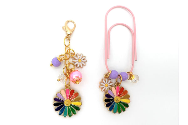 Flower Colorful Daisy Charm Clip or Paperclip