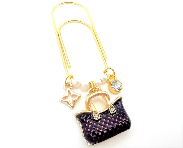 Purse Charm Clip or Paperclip - Purple