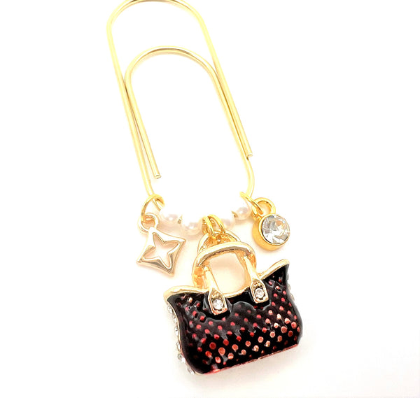 Purse Charm Clip or Paperclip - Dark Red