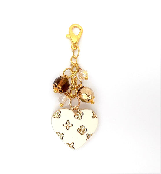 Clover Ivory Heart Charm Clip or Paperclip