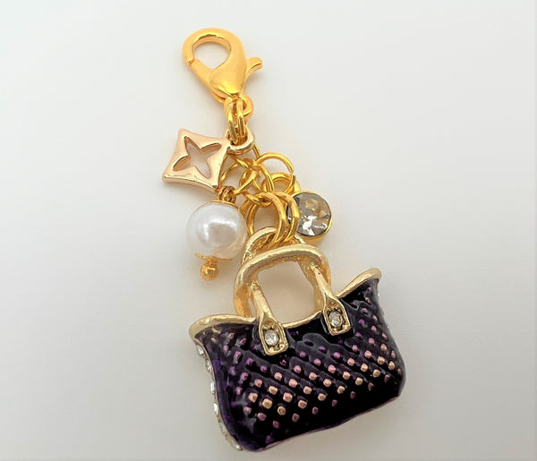 Purse Charm Clip or Paperclip - Purple