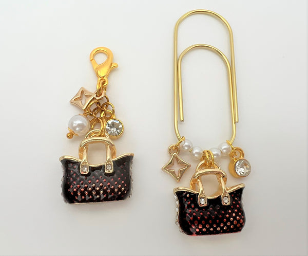 Purse Charm Clip or Paperclip - Dark Red