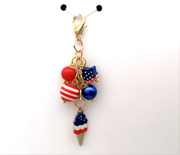 July 4th Ice Cream Charm Clip or Paperclip