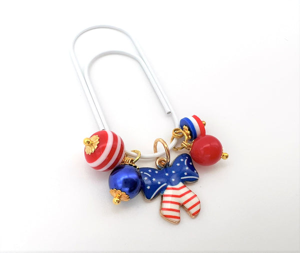 July 4th Bow Charm Clip or Paperclip