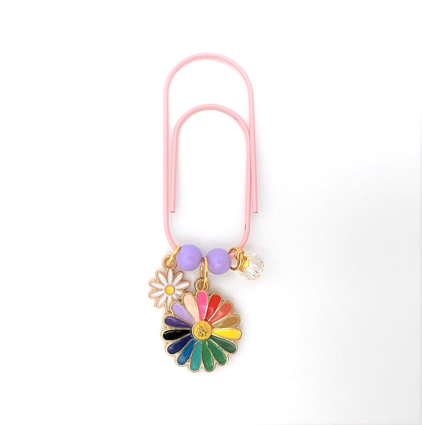 Flower Colorful Daisy Charm Clip or Paperclip