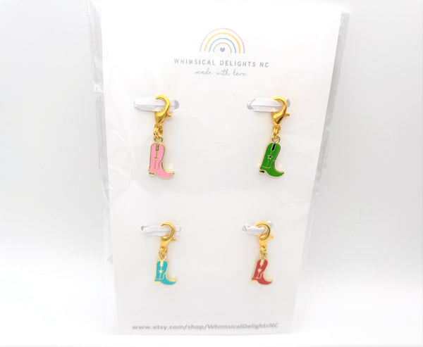 Cowgirl Cowboy Mini Boot Charm Clips - Set of 4