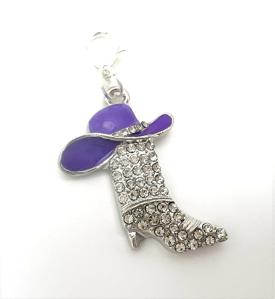 Cowgirl Cowboy Bling Boot Charm Clips - Set of 2