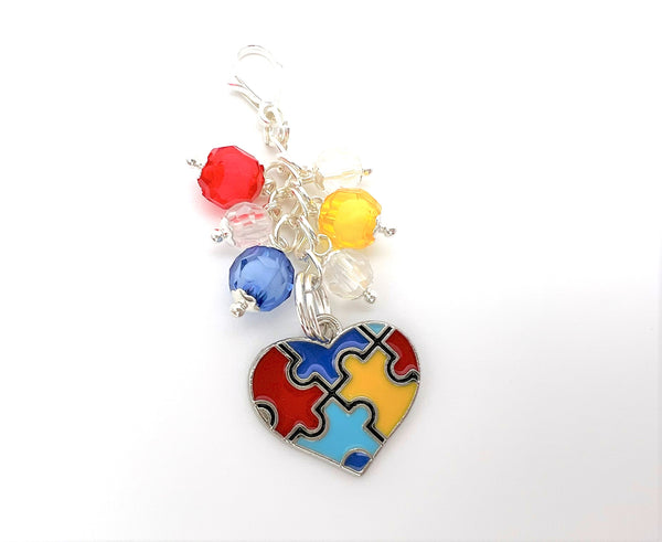 Puzzle Heart Charm Clip or Paperclip