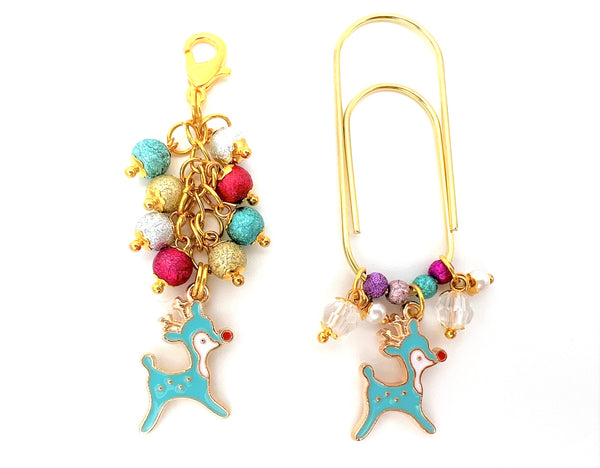 Christmas Reindeer Charm Clip or Paperclip