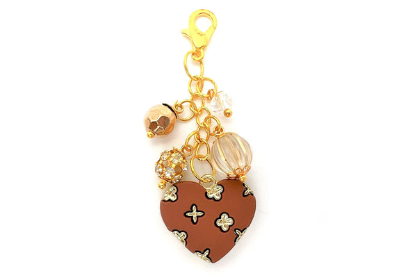 Clover Brown Heart Charm Clip or Paperclip