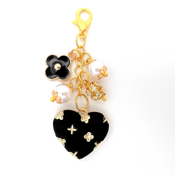 Clover Black Heart Charm Clip or Paperclip