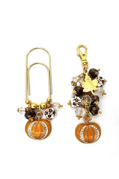 Fall Leaves Planner Charm Dangle, Fall Leaf Scrapbook Album Charm Clip