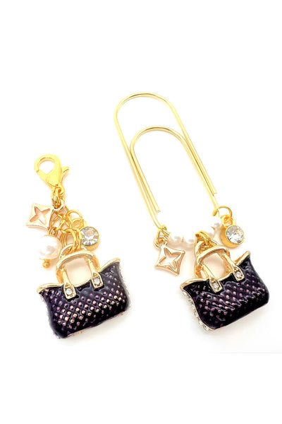 Purse Charm Clip or Paperclip - Purple