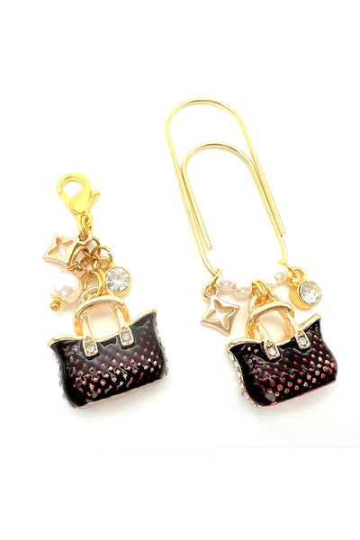 Purse Charm Clip or Paperclip - Dark Red