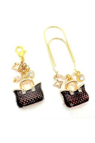 Purse Charm Clip or Paperclip - Dark Red