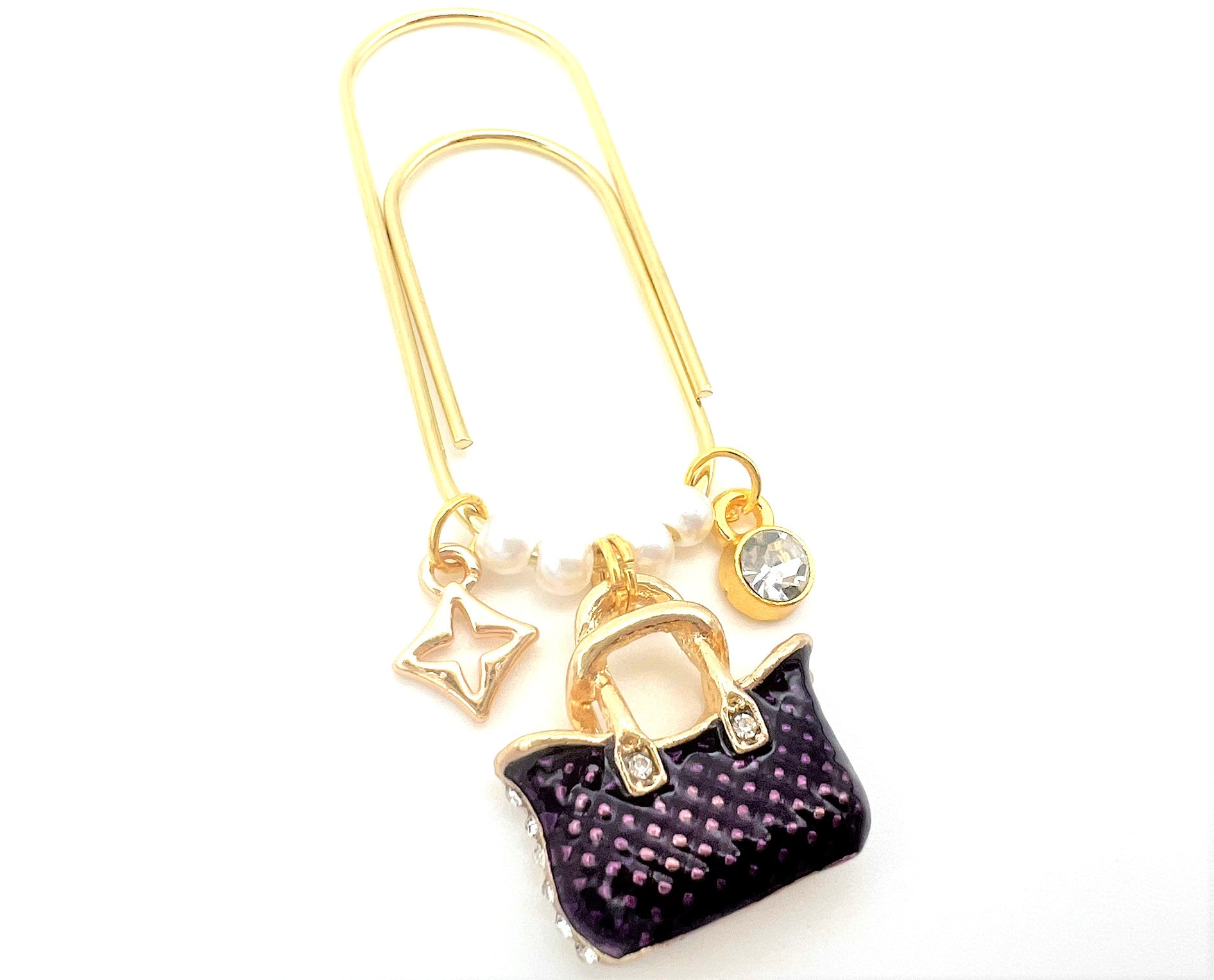 Purse Charm Clip or Paperclip - Purple
