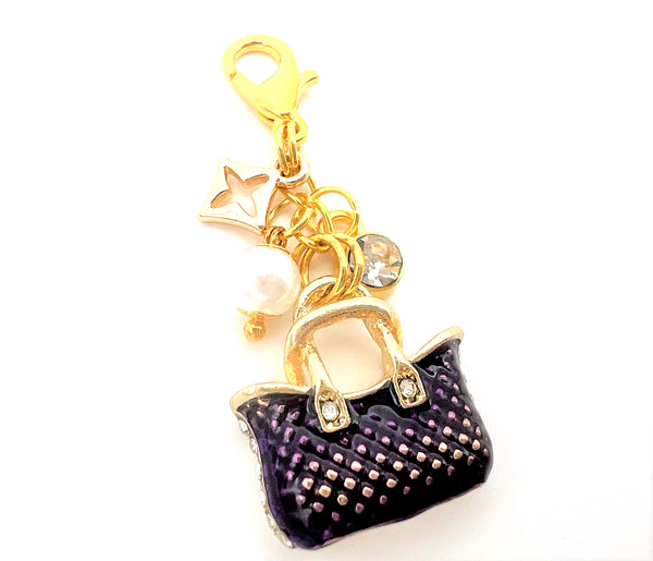 Purse Charm Clip or Paperclip - Purple