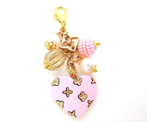 Clover Pink Heart Charm Clip or Paperclip