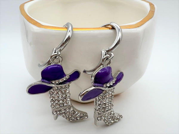 Cowgirl Cowboy Boot Bling Earrings