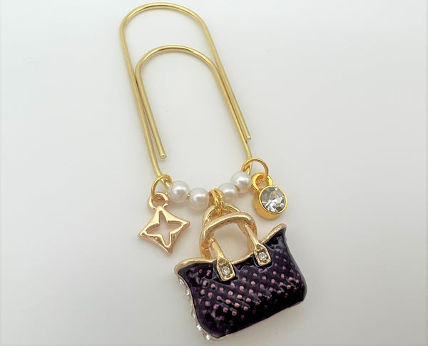 Purse Charm Clip or Paperclip - Purple