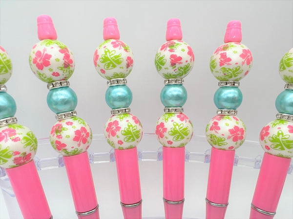 Tropical lilly Silicone Beaded Pen