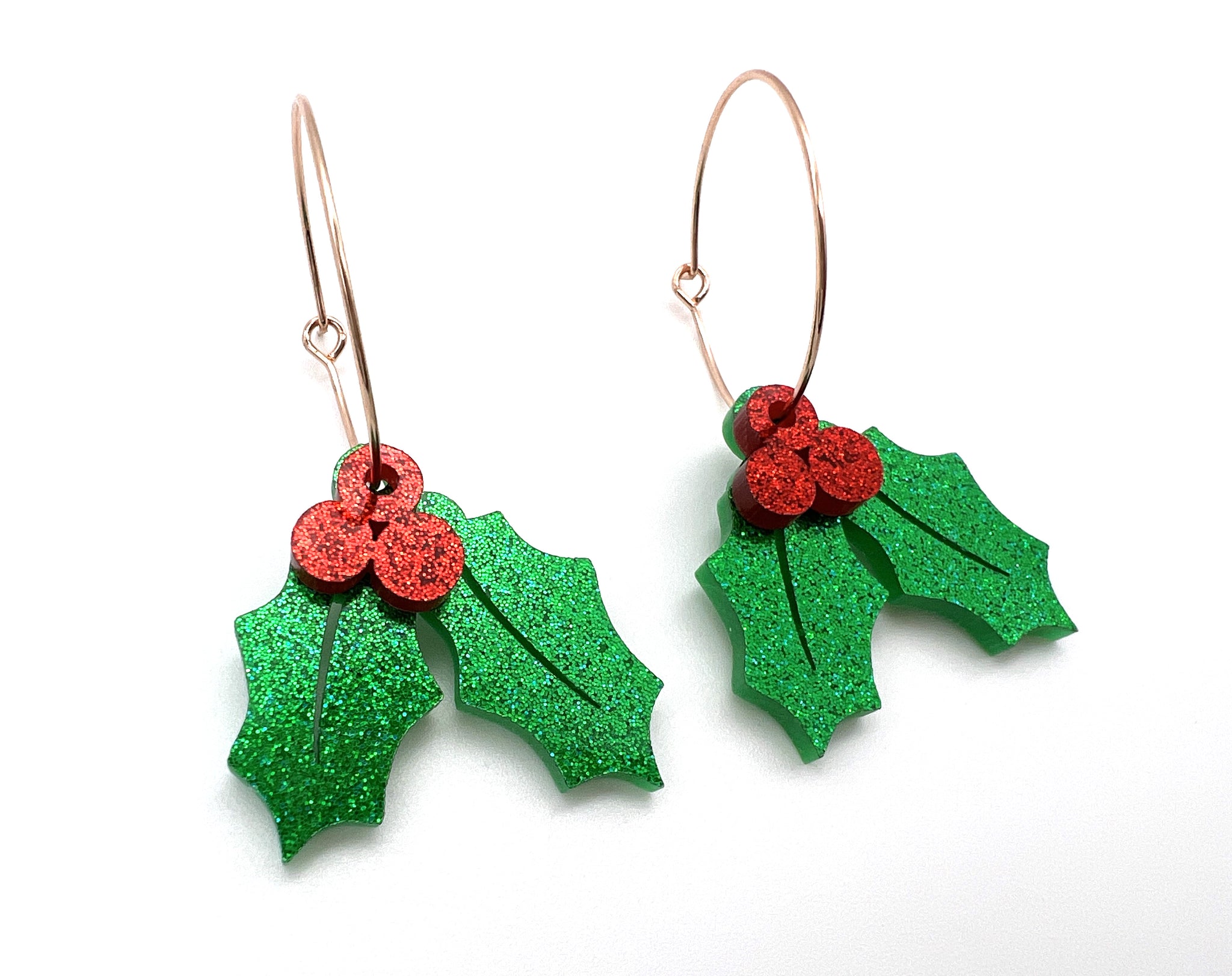 Christmas Holly Leaves Earrings