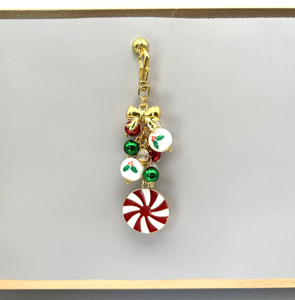 Christmas Peppermint Charm Dangle Clip
