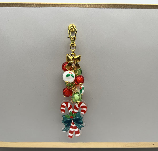 Christmas Candy Cane Charm Clip