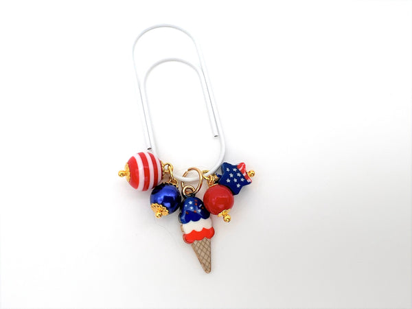 July 4th Ice Cream Charm Clip or Paperclip