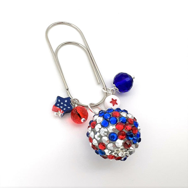 July 4th Bling Charm Clip or Paperclip