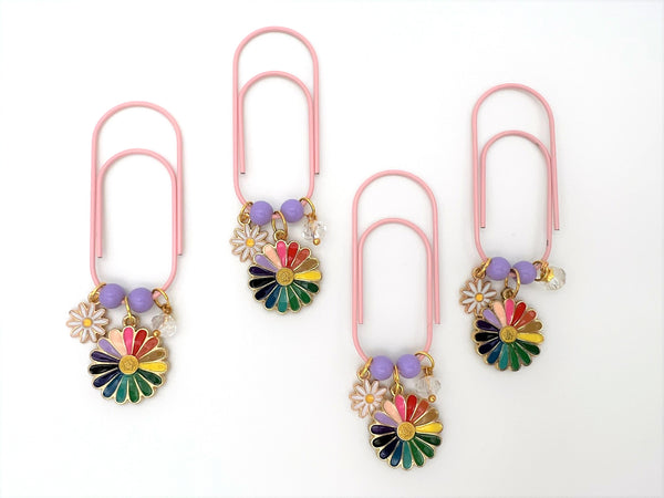 Flower Colorful Daisy Charm Clip or Paperclip