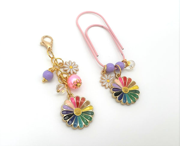 Flower Colorful Daisy Charm Clip or Paperclip
