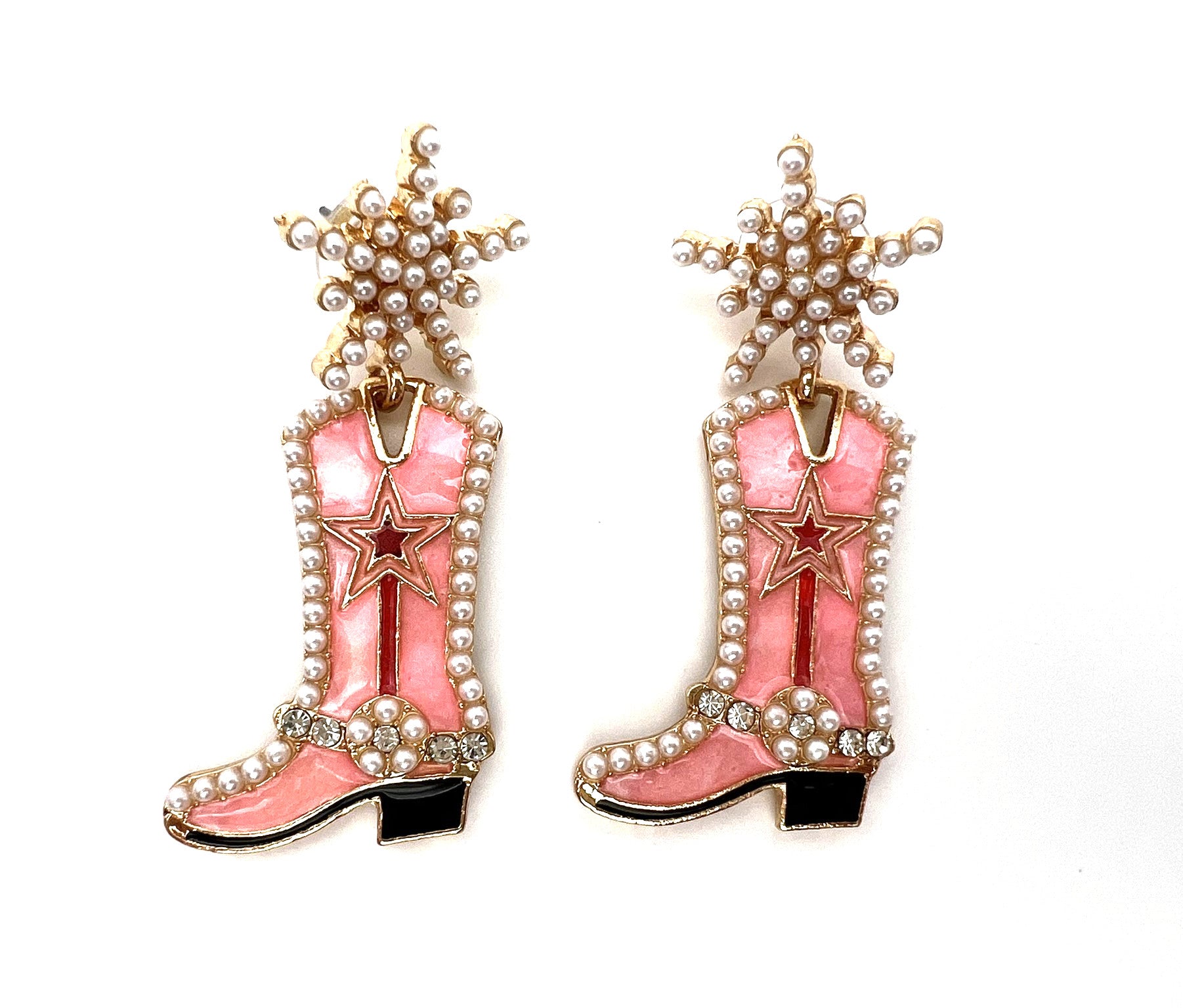 Cowgirl Cowboy Boot Bling Earrings