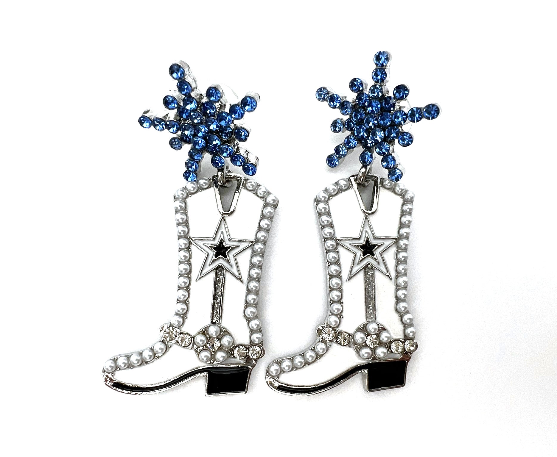 Cowgirl Cowboy Boot Bling Earrings
