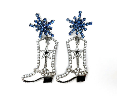 Cowgirl Cowboy Boot Bling Earrings