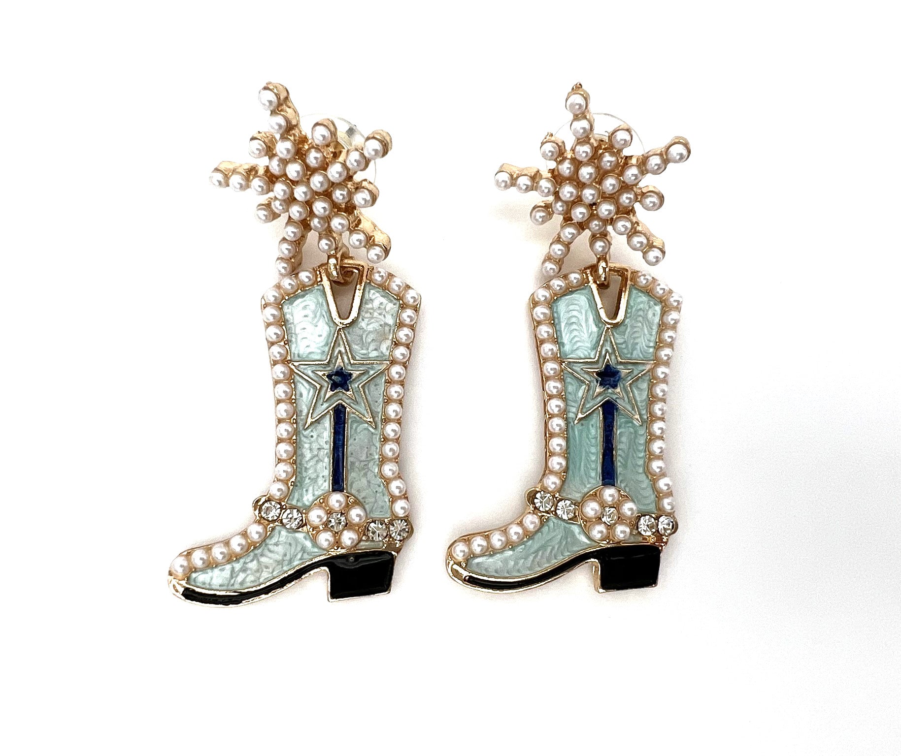 Cowgirl Cowboy Boot Bling Earrings