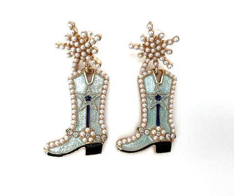 Cowgirl Cowboy Boot Bling Earrings