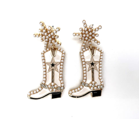Cowgirl Cowboy Boot Bling Earrings