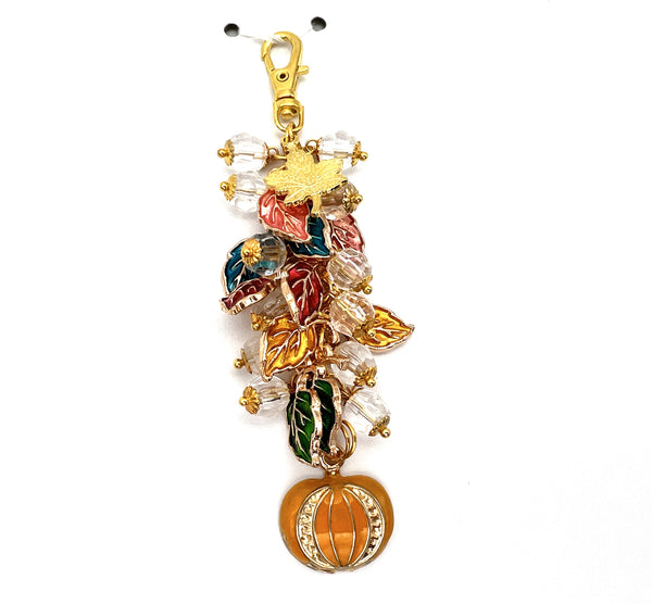 Fall Leaves Planner Charm Dangle, Fall Leaf Scrapbook Album Charm Clip