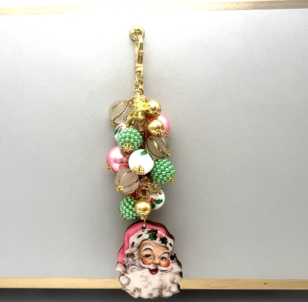 Christmas Pink Santa Charm Clip