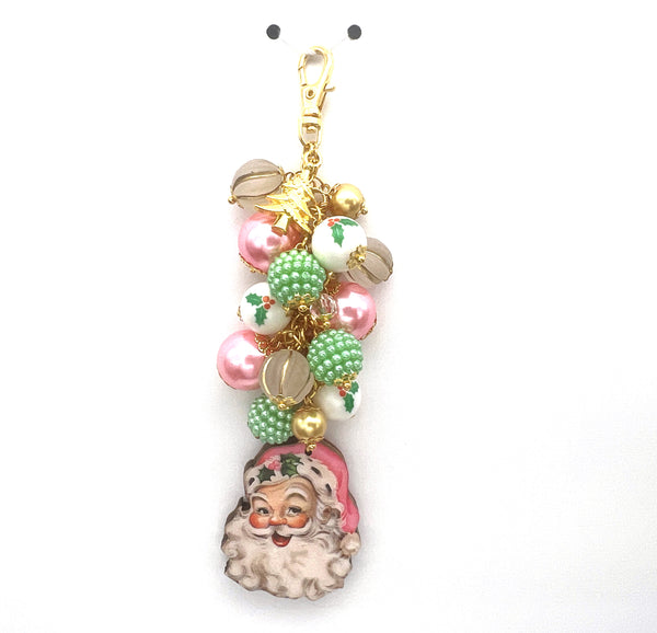 Christmas Pink Santa Charm Clip