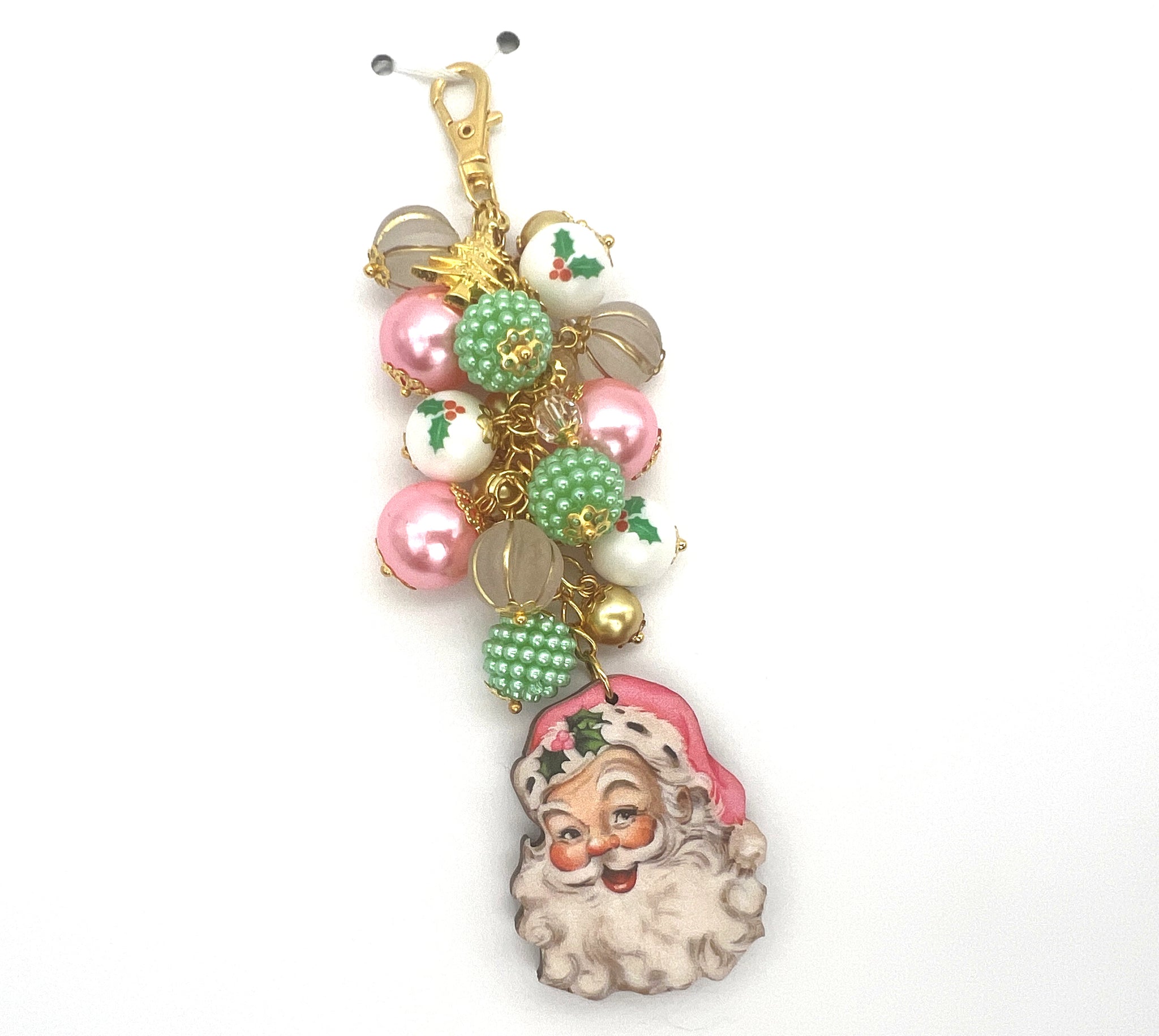 Christmas Pink Santa Charm Clip