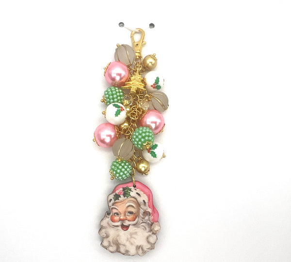 Christmas Pink Santa Charm Clip