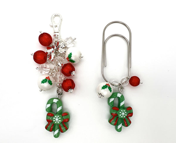 Christmas Candy Cane Charm Clip or Paper Clip