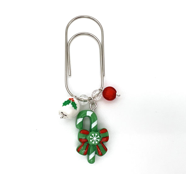 Christmas Candy Cane Charm Clip or Paper Clip