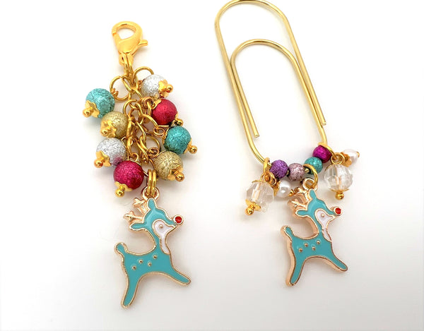 Christmas Reindeer Charm Clip or Paperclip