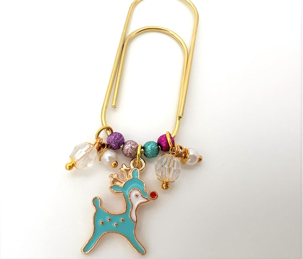 Christmas Reindeer Charm Clip or Paperclip