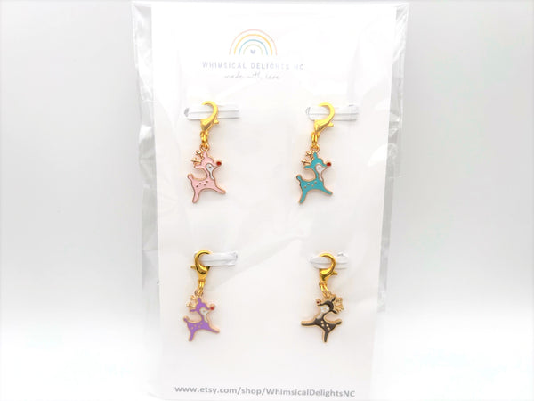 Christmas Reindeer Charm Clips - Set of 4
